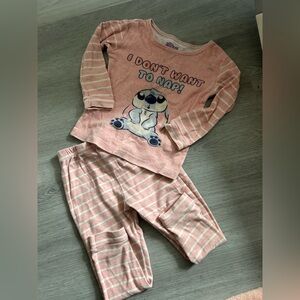 100% COTTON Adorable Pink Stitch Kids Pajama Set